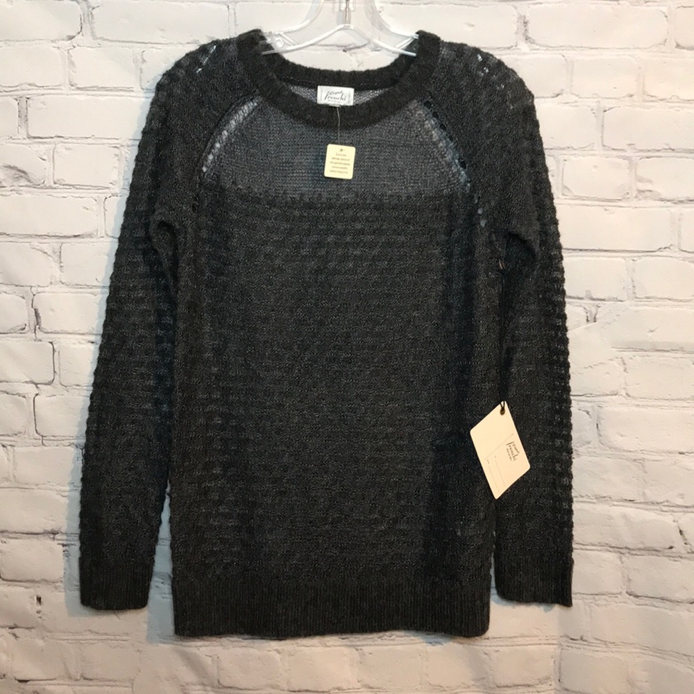 NWT Original Frenchi Gray Knit Sheer Wool Sweater - Picture 1 of 15